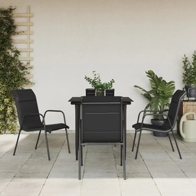 5 pcs conjunto de jantar para jardim aço e textilene preto