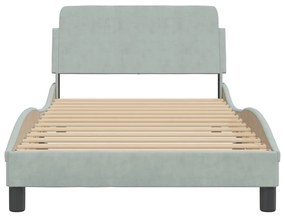 Estrutura de cama c/ cabeceira 100x200 cm veludo cinzento-claro