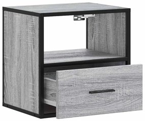 Mesa de cabeceira de parede 40x31x39,5 cm cinzento sonoma