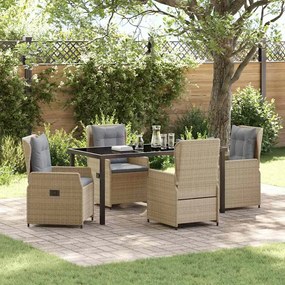 Conjunto de Jantar de 5 Peças vidaXL Bege Rattan Poliéster