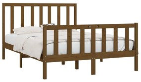 Estrutura cama king 150x200 cm madeira maciça castanho-mel