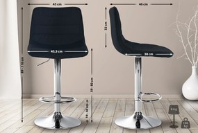 Banco de bar Lex em tecido e com estrutura cromada 45 x 89-110 x 46 cm Preto