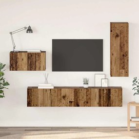 Conjunto de móvel de TV 4 pcs Madeira antiga 30.5 x 30 x 90 cm