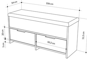 Sapateira Berlin – Nogueira/Preto – 60x200x35 cm