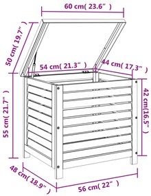 Caixa de arrumação para jardim 60x50x55 cm acácia maciça