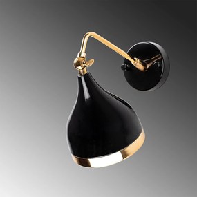 Candeeiro de Parede Yildo – Preto e Dourado – 14 x 32 x 26 cm
