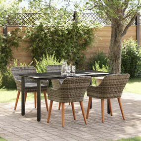 vidaXL Conjunto de Jantar de Jardim com 5 Peças em Rattan Cinza