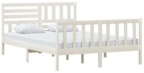 Estrutura de cama 140x200 cm madeira maciça branco