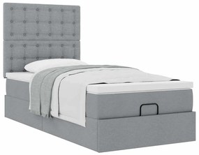 Estrutura cama otomana colchão 90x190 cm tecido cinzento claro