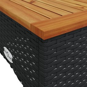 3 pcs conjunto sofás de jardim com almofadões vime PE preto