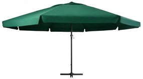 Guarda-sol de jardim com poste de alumínio 600 cm verde