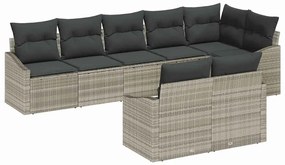 Conjunto de Jantar para Jardim com 8 Peças e Almofadas Cinza Claro em
