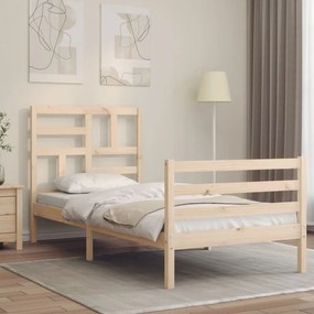 vidaXL Estrutura cama de solteiro pequena c/ cabeceira madeira maciça
