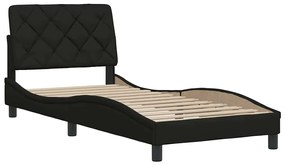 Estrutura de cama sem colchão 90x190 cm tecido preto