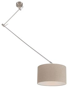Candeeiro de suspensão em aço com abajur 35 cm castanho claro ajustável - Blitz Moderno