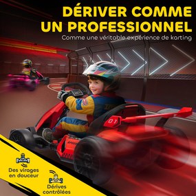 Kart Elétrico 24V para Crianças 6-10 anos, 120 x 76 x 53,5 cm, Motor Duplo de 150 W, Vermelho