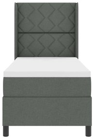 Cama Box com Colchão e LED Cinza Escuro 90 x 190 cm, Tecido