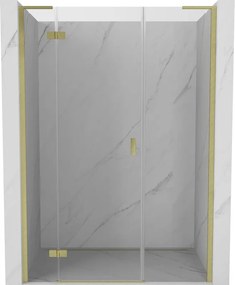 Mexen Mist-H L porta de duche de abrir à esquerda 150 cm, transparente, dourado escovado - 8A5L-150-001-55-00-L