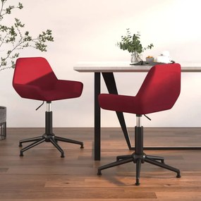 vidaXL Cadeiras de jantar giratórias 2 pcs veludo vermelho tinto