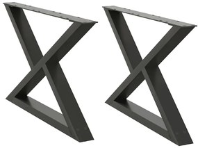 Pés para mesa de centro 2 peças antracite 70x(42-43,3) cm aço
