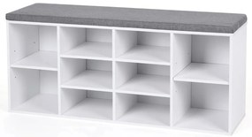 Banco organizador para sapatos com 10 compartimentos. | VASAGLE | 104 x 30 x 48 cm | branco | LHS10WT.