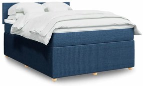 vidaXL Cama com molas/colchão 160x200 cm tecido azul