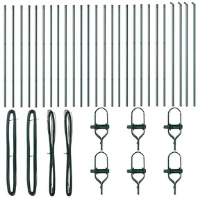Posts de Cerca 26 pcs Verde Ø32 mm 170 cm Aço Galvanizado