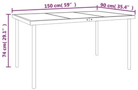 5 pcs conjunto de jantar para jardim aço e textilene preto