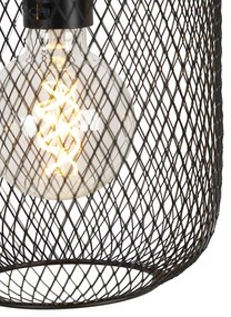 Candeeiro suspenso industrial preto 110cm 3-luzes - BLISS Mesh Industrial