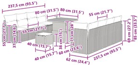 Conjunto de Sofá de Jardim vidaXL de 11 Peças com Almofadas Beje Ratta