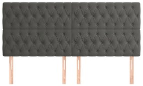 Cabeceira de cama 4 pcs veludo 100x7x78/88 cm cinzento-escuro