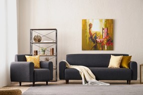Conjunto de Sofás Noya – Antracite – Sofá de 3 Lugares: 220x87x70 cm,