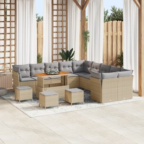 Conjunto de Sofá para Jardim vidaXL de 14 peças com Almofadas Bege de