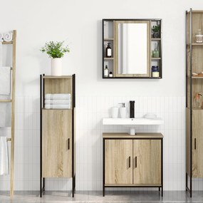 Conjunto de Móveis para Casa de Banho 3 Peças Carvalho Sonoma Madeira