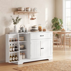 Armário de cozinha 110 x 40 x 80 cm, móvel de arrumação com gaveta, 3 portas com fecho suave, suportes para copos e prateleiras ajustáveis, branco