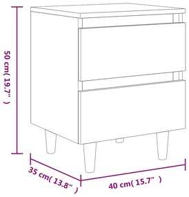 Mesa de cabeceira c/ pernas de pinho 40x35x50cm carvalho sonoma
