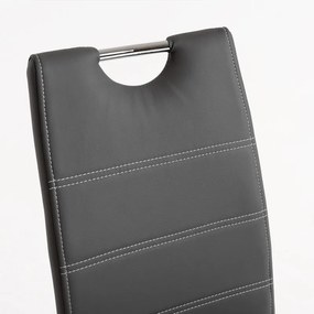 Conjunto de 2 Cadeiras Halley Cantilever em Couro Artificial Cinzento