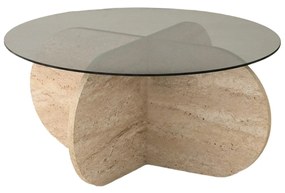 Mesa de Café Bubble – Travertino Fumado – Diâmetro: 75cm, Altura: 35cm