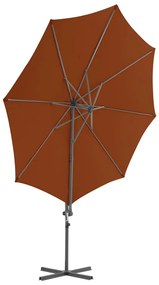 Guarda-sol de jardim cantilever c/ poste aço 300 cm terracotta