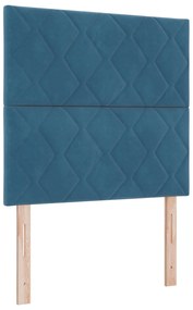 Cama Box Spring vidaXL com Colchão Azul Escuro Banqueta Veludo