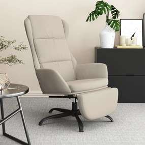 vidaXL Cadeira de descanso c/ apoio pés tecido de microfibra cor creme