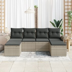 Conjunto de Sofá de Jardim vidaXL 6 Peças com Almofadas Rattan Sintéti