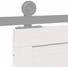 Porta de Celeiro Branca 90x208 cm Madeira Sólida de Pinho