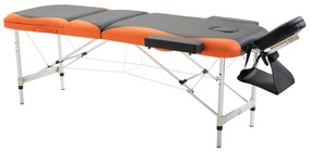 HOMCOM Marquesa de Massagem Dobrável e Portátil com Altura Ajustável e Apoio para a Cabeça 180x60x62-82 cm Laranja e Preto | Aosom Portugal