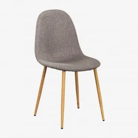 Pack De 4 Cadeiras De Jantar Glamm Madeira Natural & Linho Cinzento Taupe & Linho - Sklum