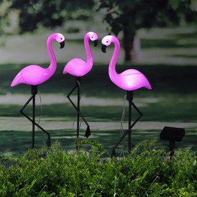 HI Iluminação LED solar de jardim estaca flamingo 3 pcs