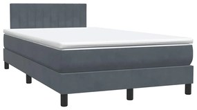 Cama boxspring com colchão 120x220 cm veludo cinzento-escuro