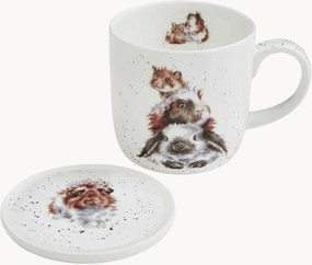 Caneca em porcelana Fine Bone China com base Piggy In Middle, conjunto de 3