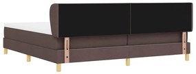 Cama Box Spring vidaXL com Colchão Castanho Escuro 200x200 cm Tecido