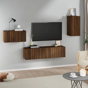vidaXL Conjunto móveis de TV 4pcs madeira processada carvalho castanho
